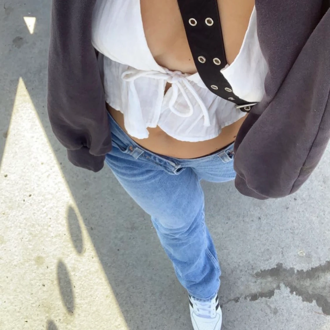 Vit linne volang topp! - 90