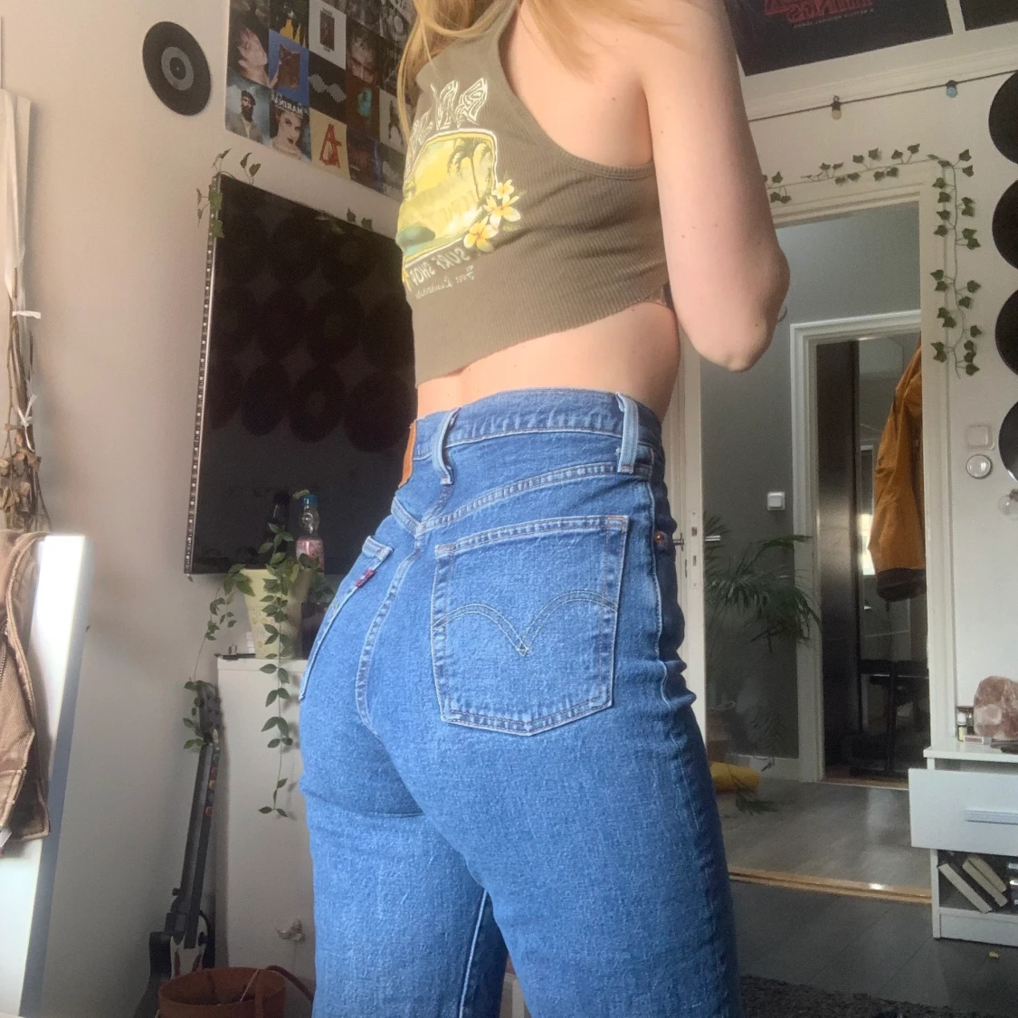 levis ribcage straight jeans mörkblå