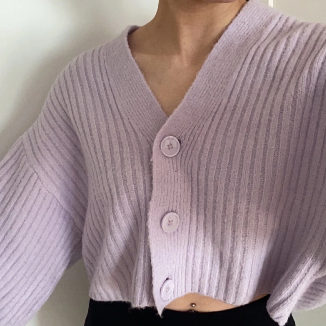 Söt ljuslila stickad Kofta/tröja   