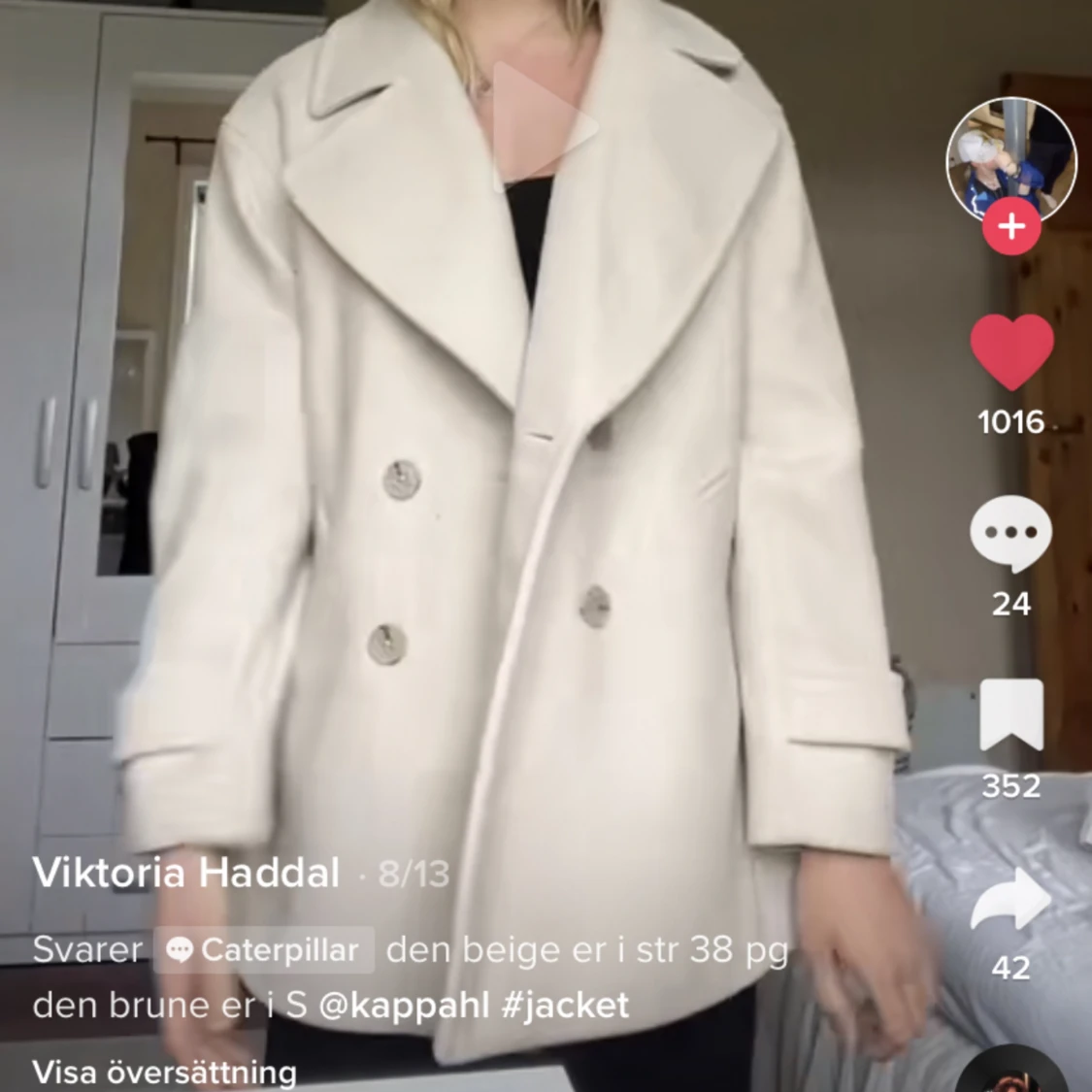 kort kappa i beige - 90