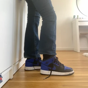 Ett par Air Jordan storlek 37.5 - Köpt i vintras är använda några få gånger är blåa och svarta. Köpte de för 2700 säljer för  2500 kr 