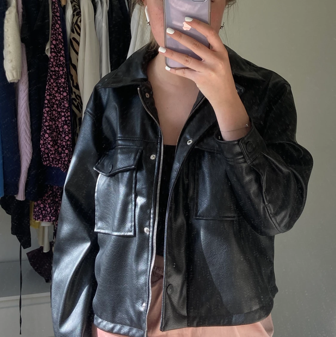 Svart skinnjacka från hm