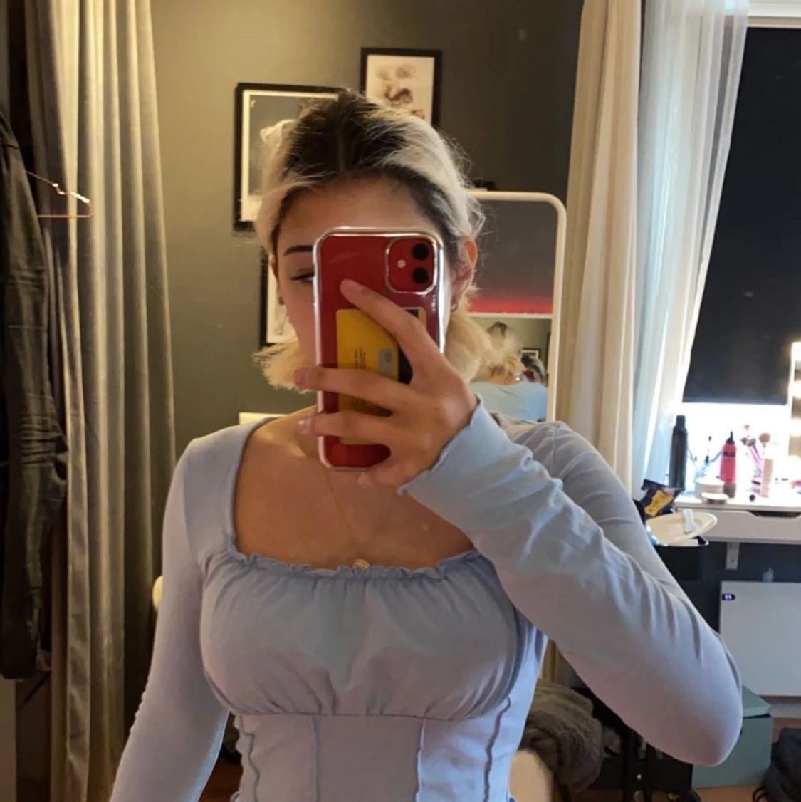 ljus blå långärmad tröja - 90