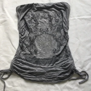 Tubtopp - Grå tubetop med tryck på, passar till xs-m