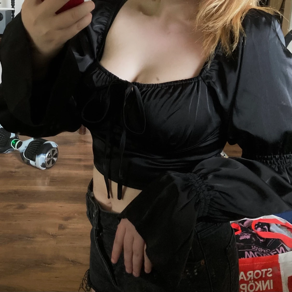 Svart silkes topp - 90