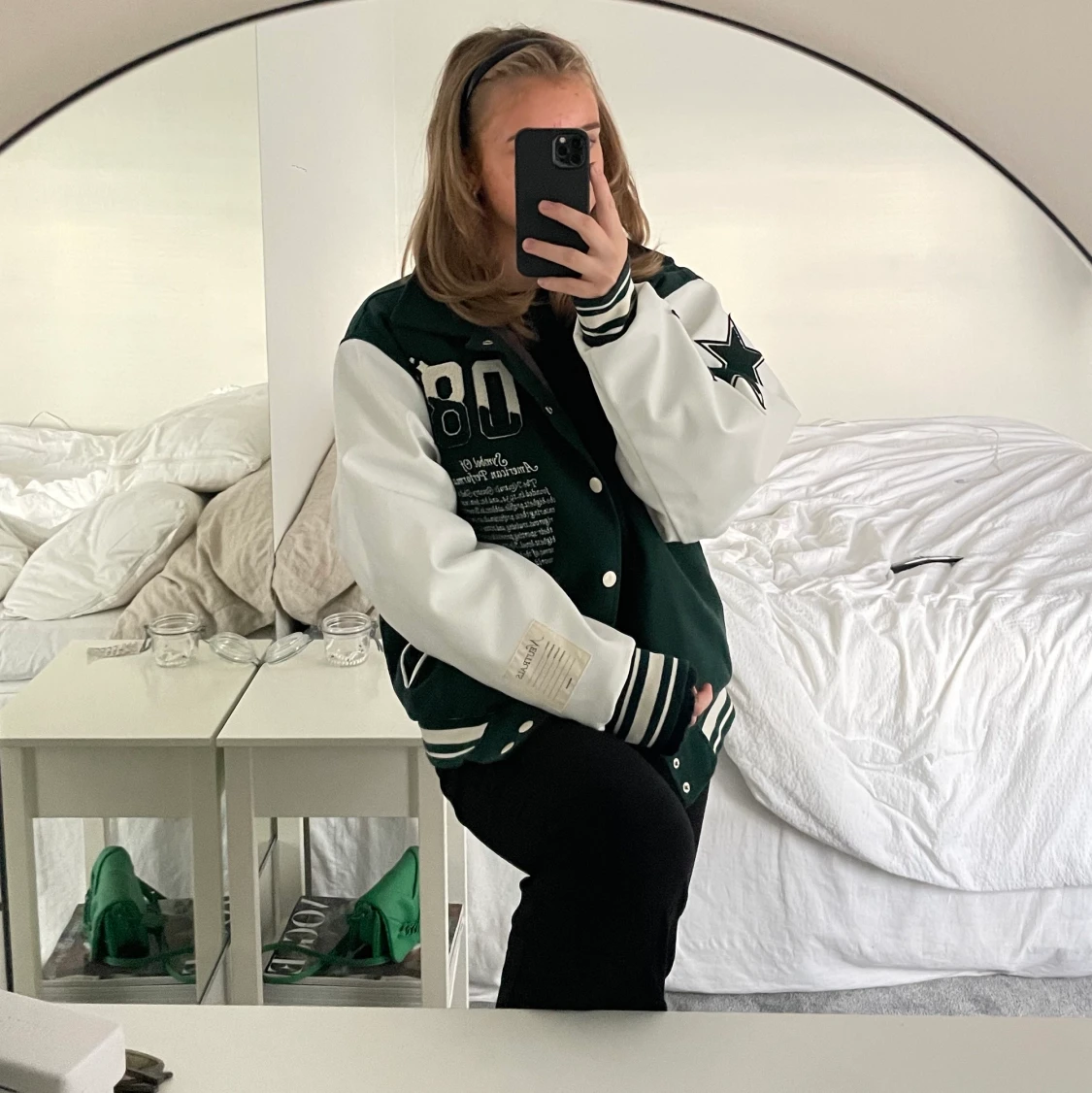 GREEN  NTRLS VARSITY JACKET 