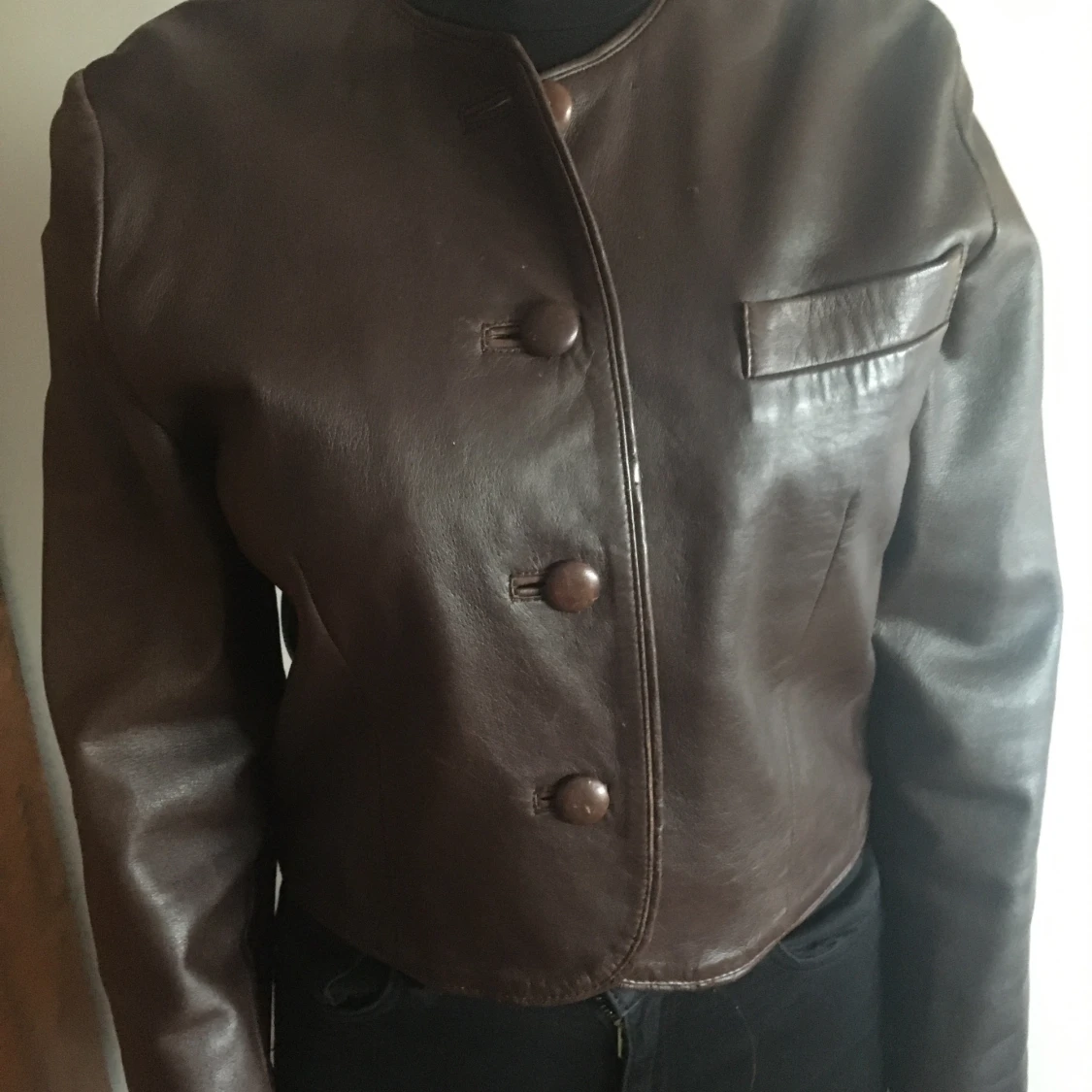 Äkta brun skinnjacka vintage.