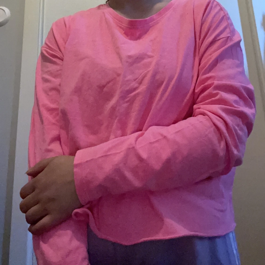 H&M kroppad långärmad tröja strl M