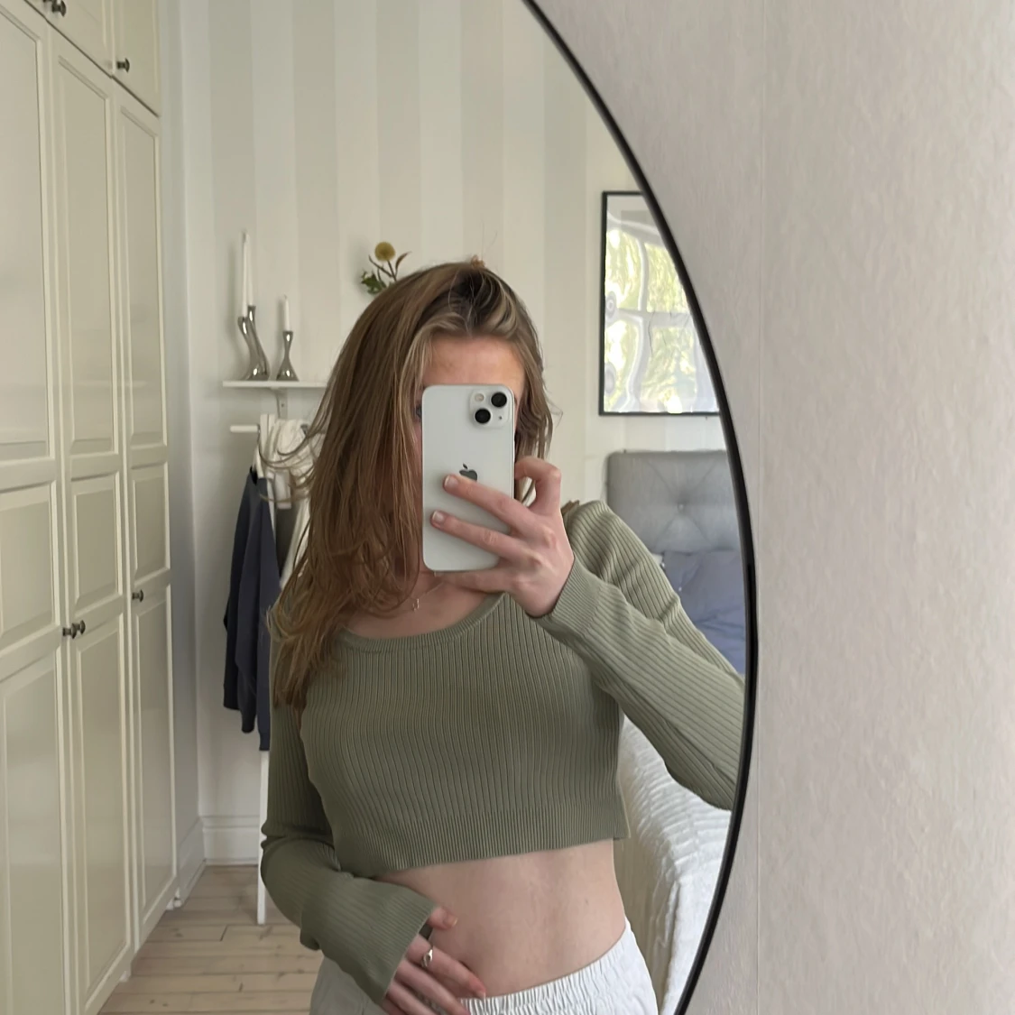 Croppad långärmad topp