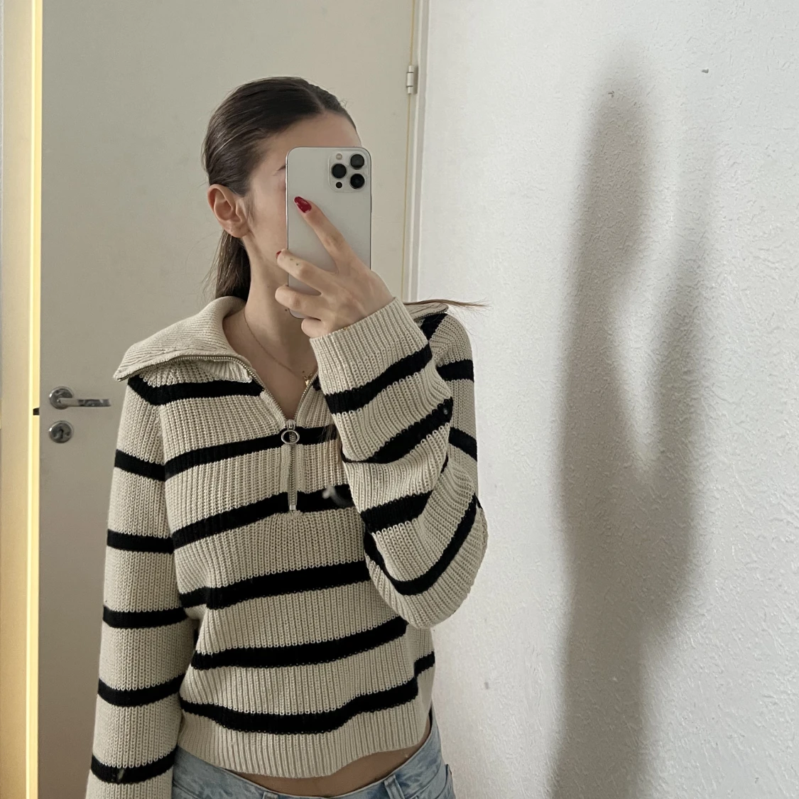 Randig zip hoodie - 90