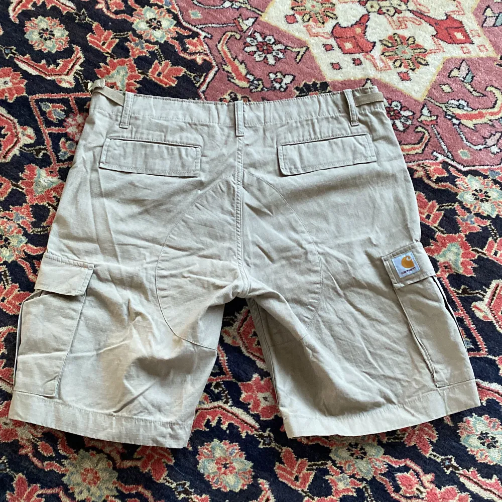 Jettefint Carhartt Cargo Shorts.  Köpte dem men för stora. De är perfekta för sommaren och i mycket bra skick 8/10. De har bara två små fläckar framtill och en på baksidan men du kan inte se dem. Meddela mig om priset :). Shorts.
