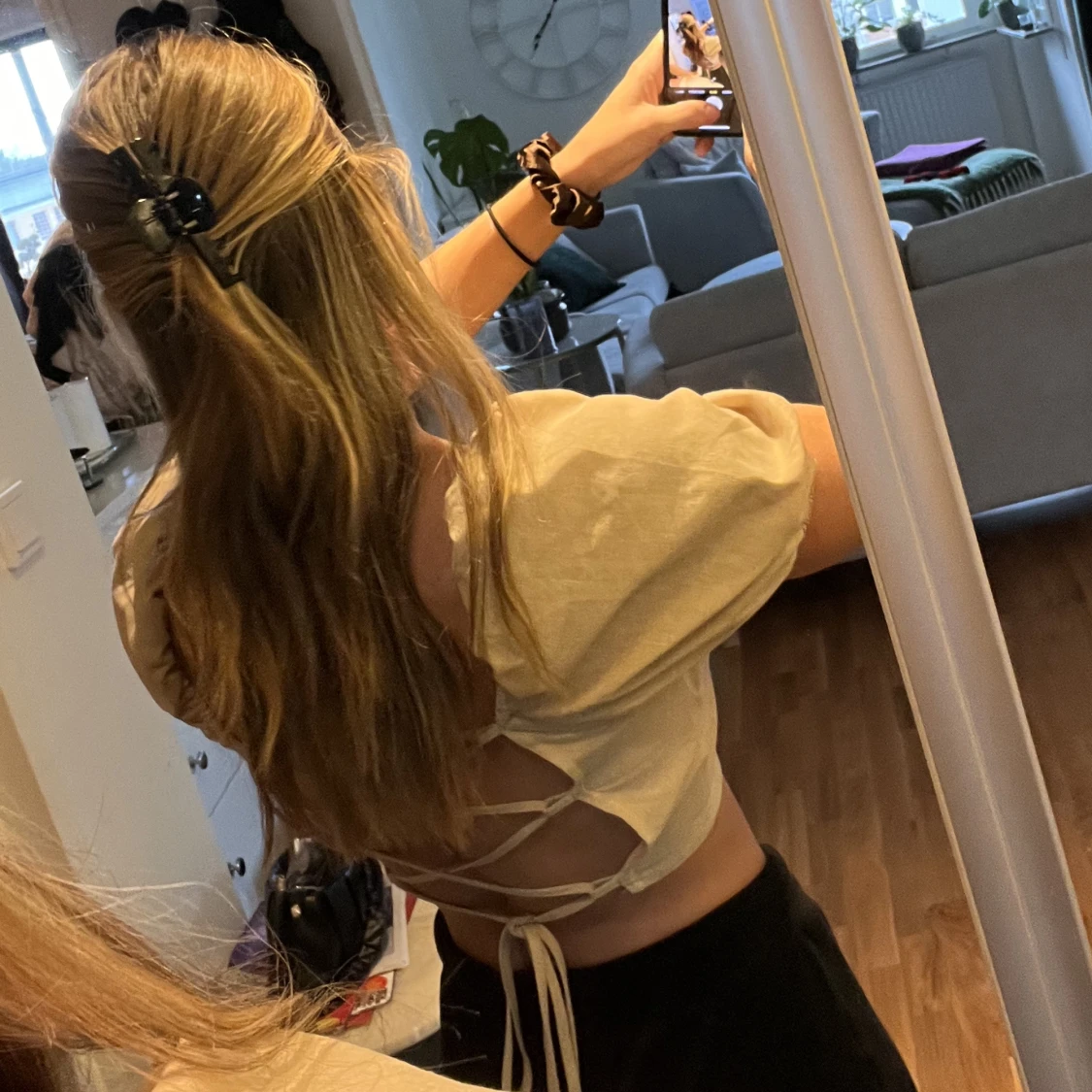 Beige topp men knytning - 90