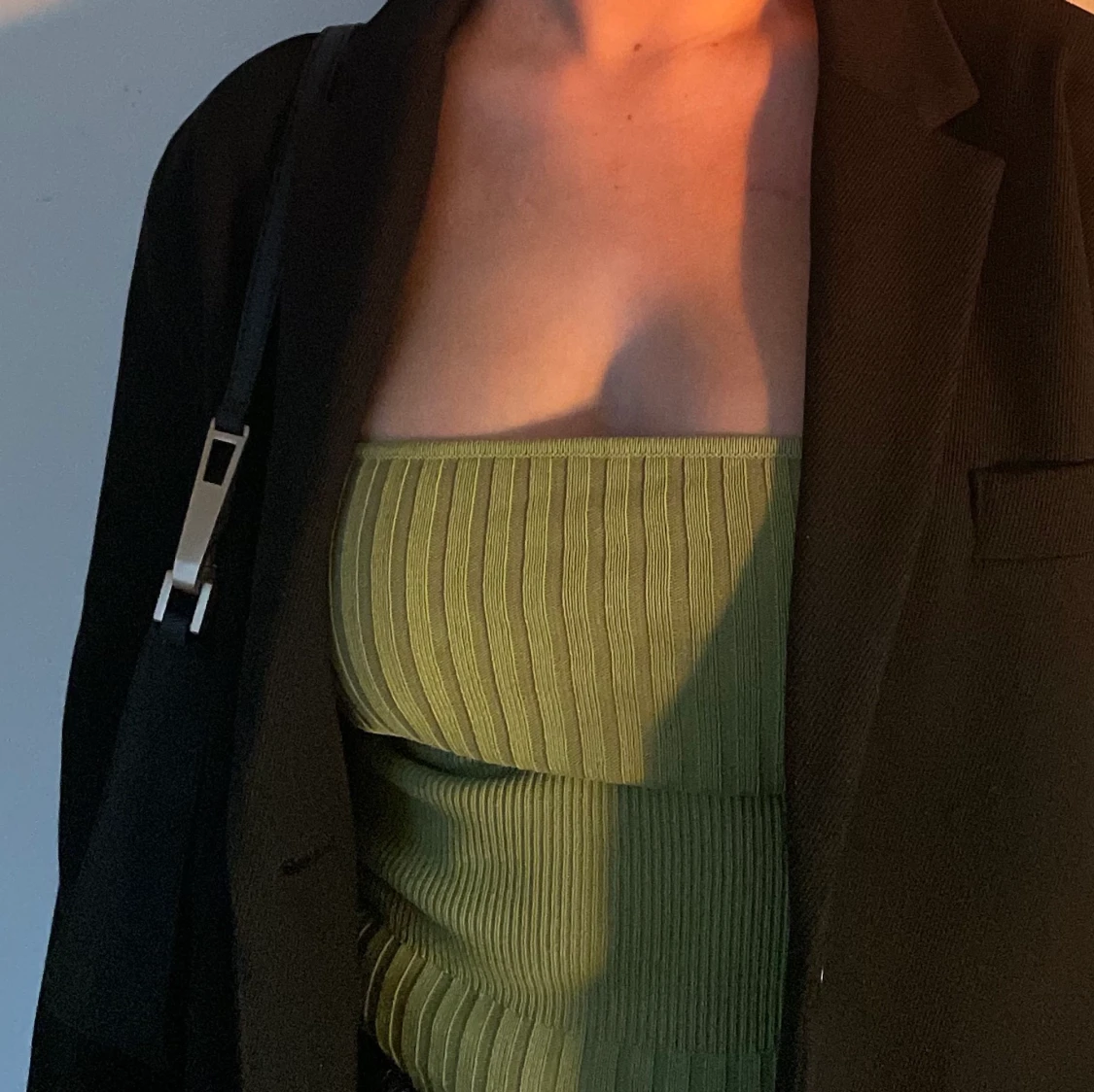 Jätte fin grön strapless topp