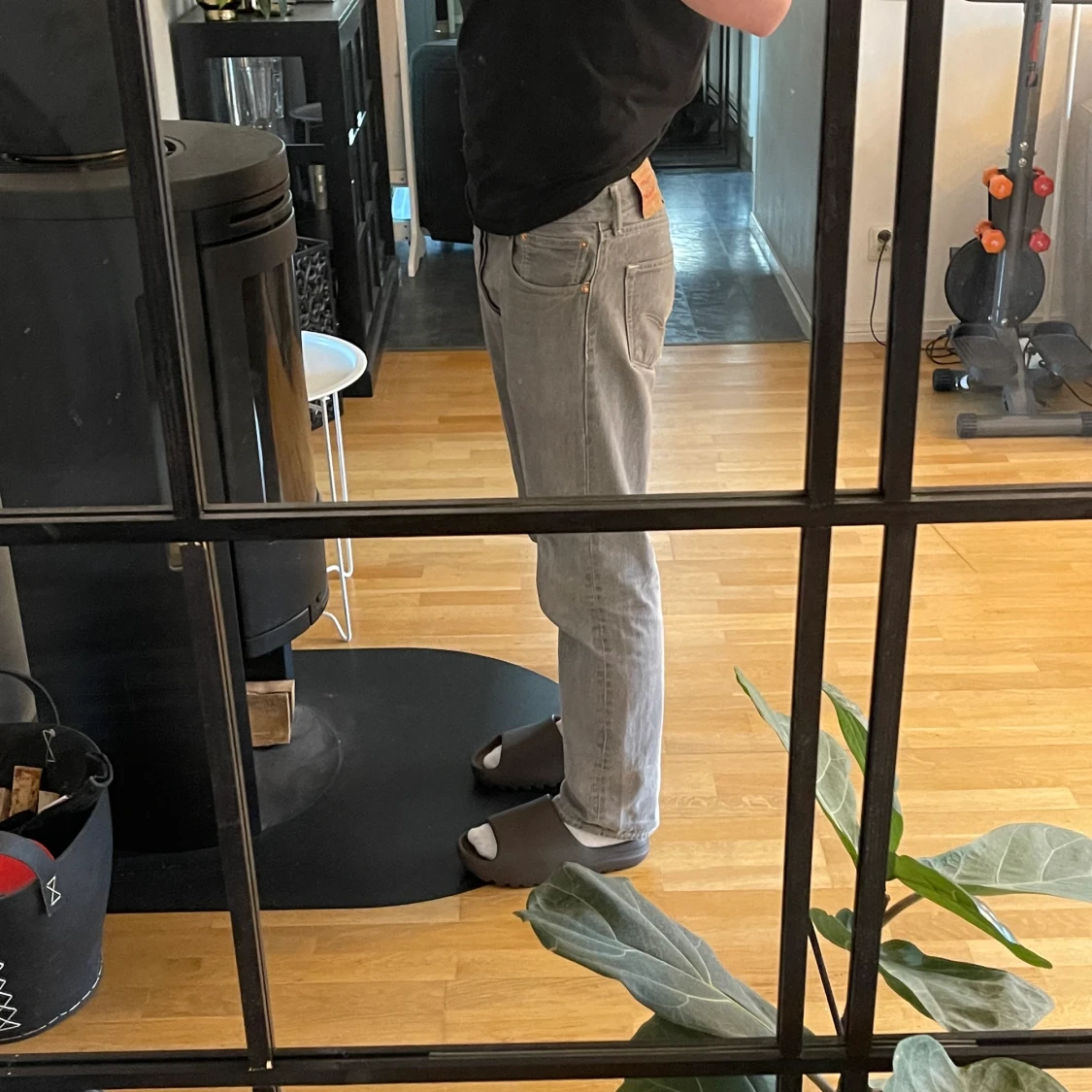 Raka vintage Levis jeans tvättat grå  - 90