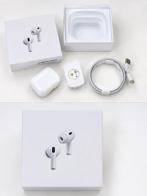 Air pods 3 pro1;1 - Säljer ett par vita Apple AirPods Pro med laddningsetui och USB-C laddkabel. Hörlurarna har en stilren och kompakt design i blank plast och levereras i originalförpackning. Perfekta för musik, samtal och träning med aktiv brusreducering.