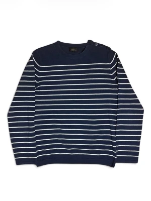 Apc stickad breton randig tröja - Apc stickad breton randig tröja i 100% ull. Storlek L men passar mindre. Mycket bra skick samt väldigt skönt material. Skriv i DM om frågor!