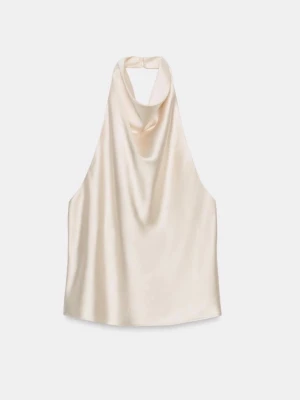 Halterneck topp Zara  - Super snygg satin halternack topp i den finaste champange färgen!! Helt ny med prislapp kvar. Storlek S nypris 299kr säljer direkt för 219kr💞💞