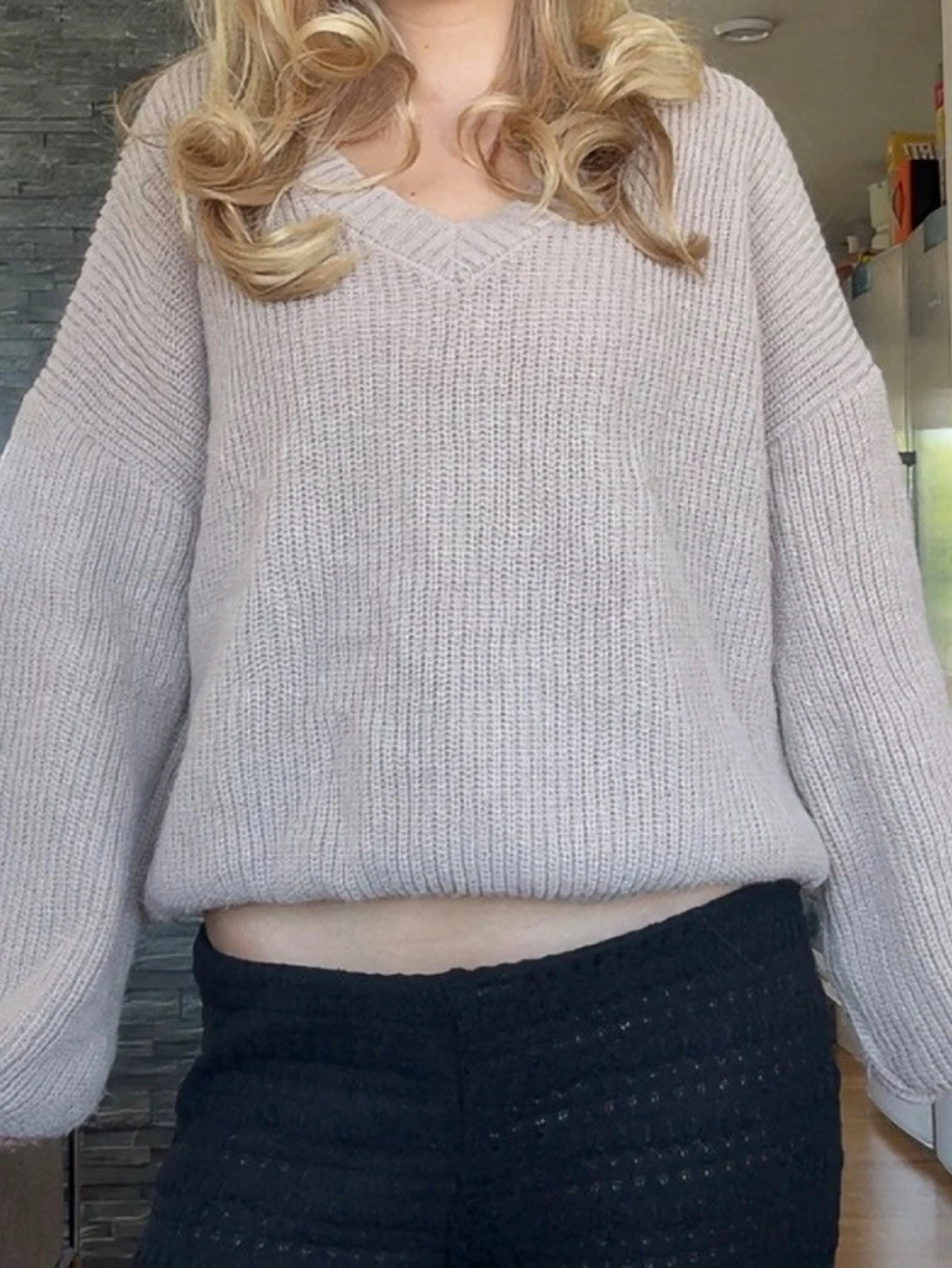 Beige stickad tröja