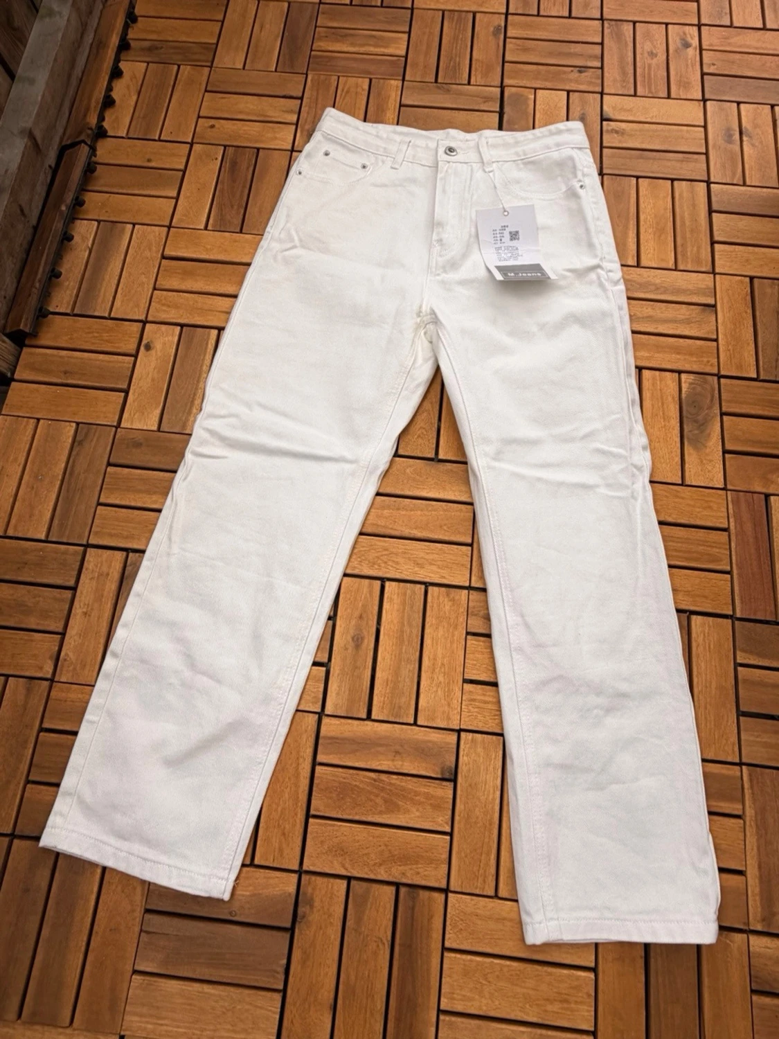 Vita raka jeans med hög midja