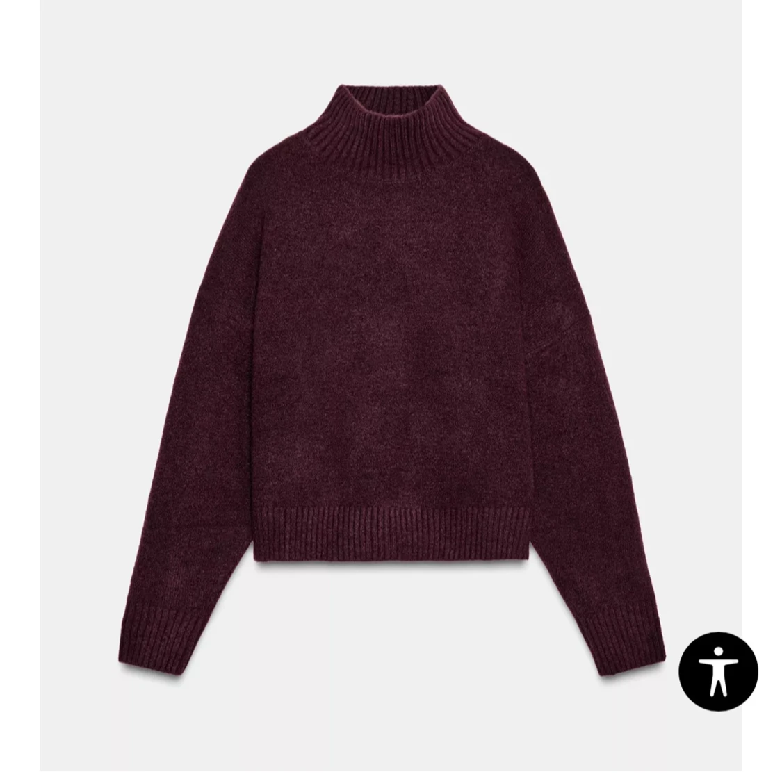 Vinröd stickad polotröja från Zara