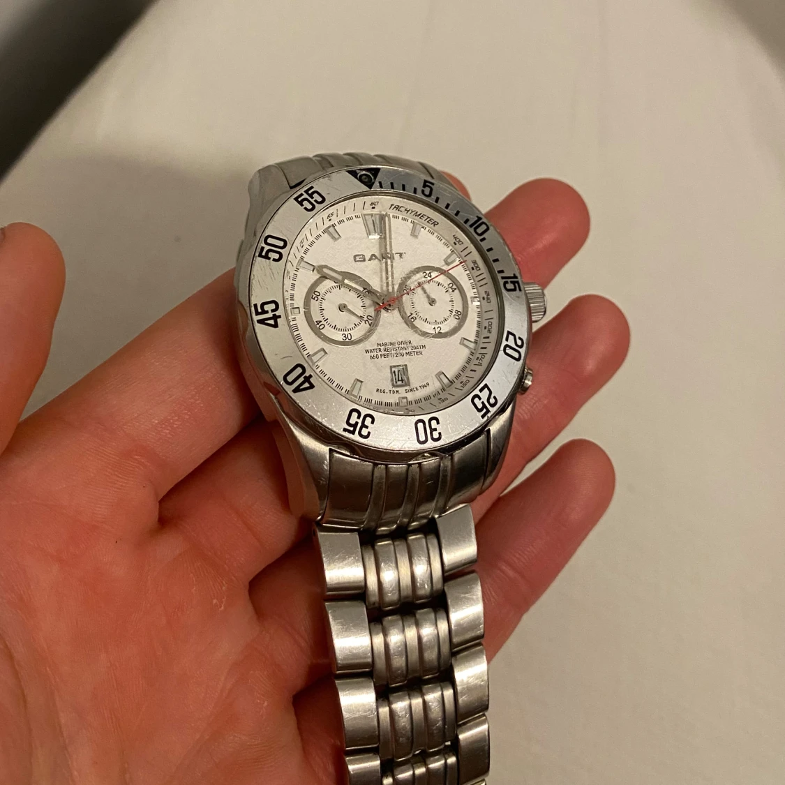 Silverfärgad kronografklocka från Gant - 1