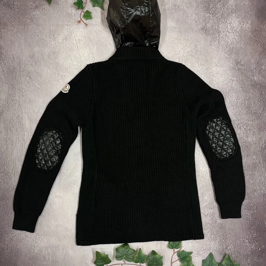 Moncler stickad kofta med quiltade detaljer & huva - 3