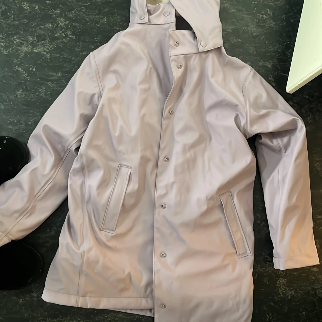 Ljuslila regnjacka med teddyfoder Stl 146 - 1