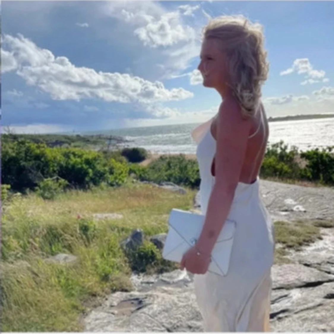 Champagnefärgad långklänning i satin - 2