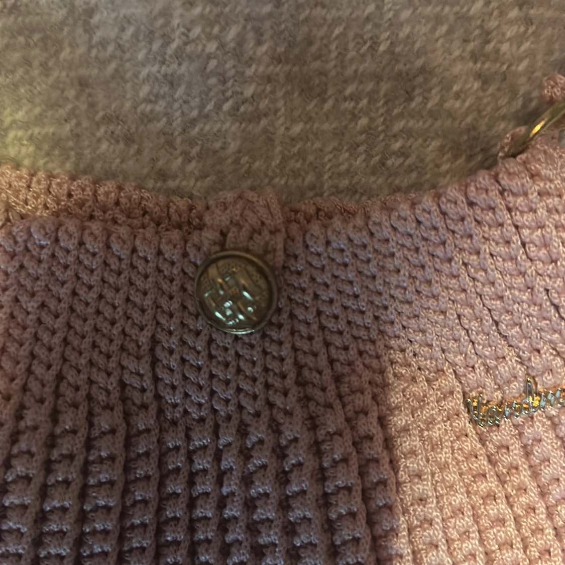 Handgjord rosa stickad handväska - 3