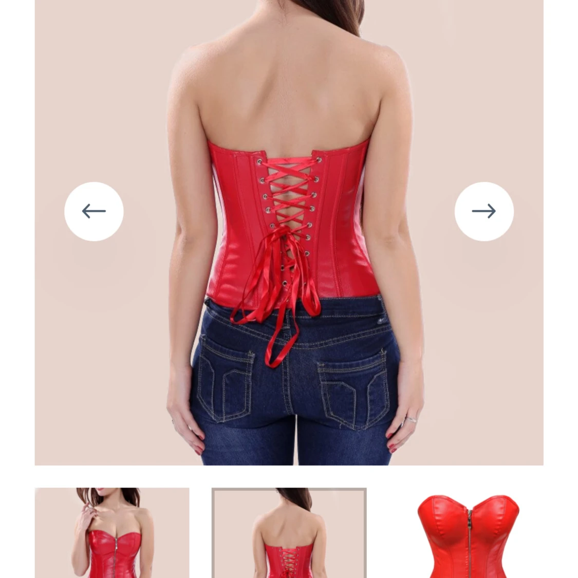 Röd korsett med dragkedja och snörning - 2