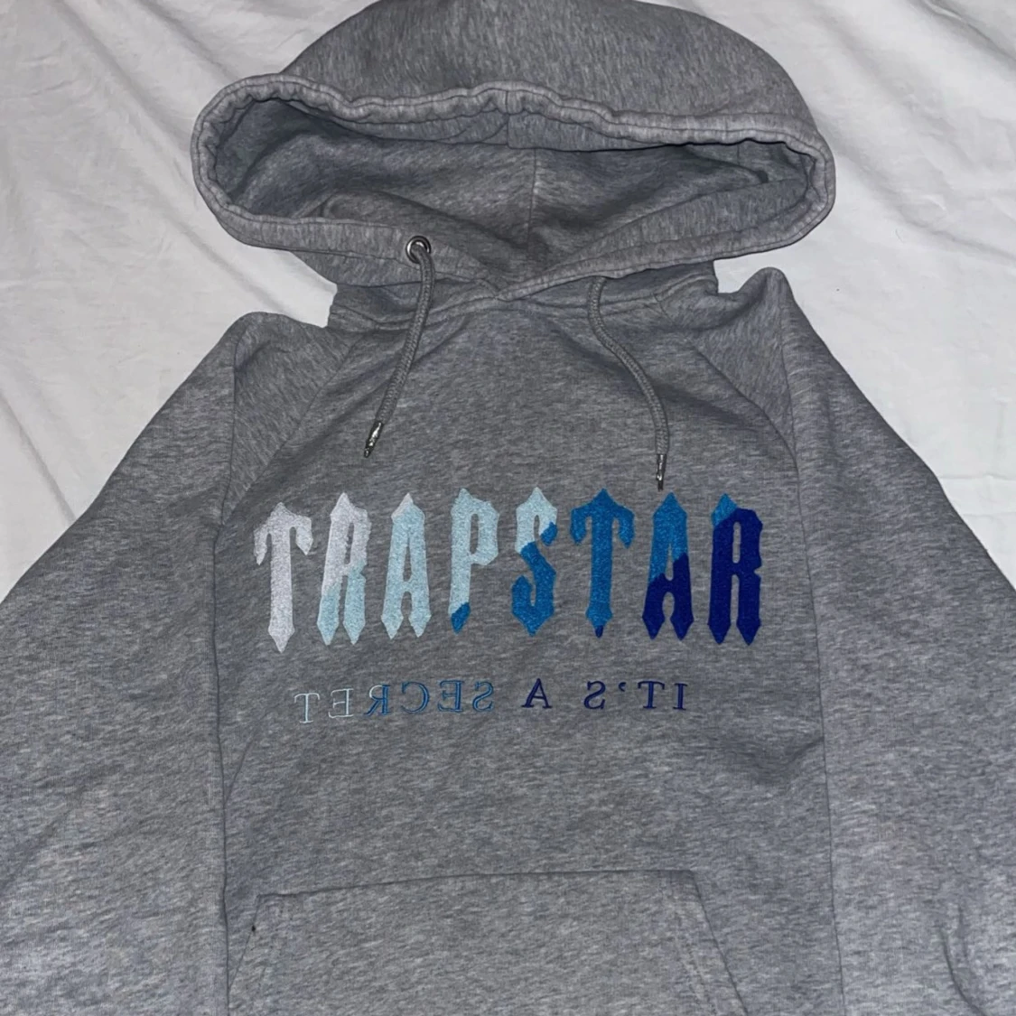 Grå Trapstar hoodie med blå text