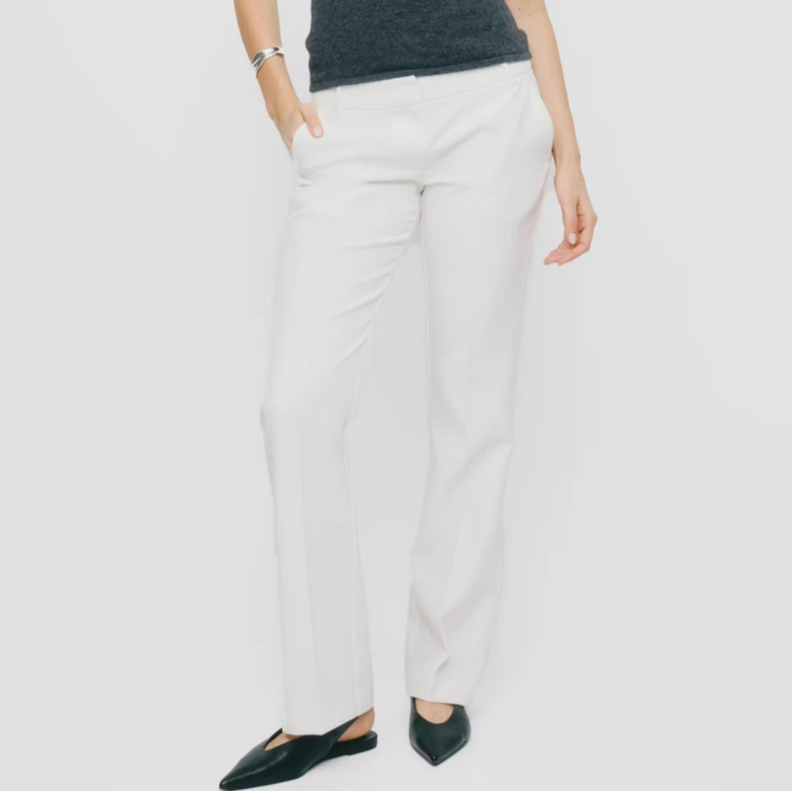 Vita lågmidjade kostymbyxor 