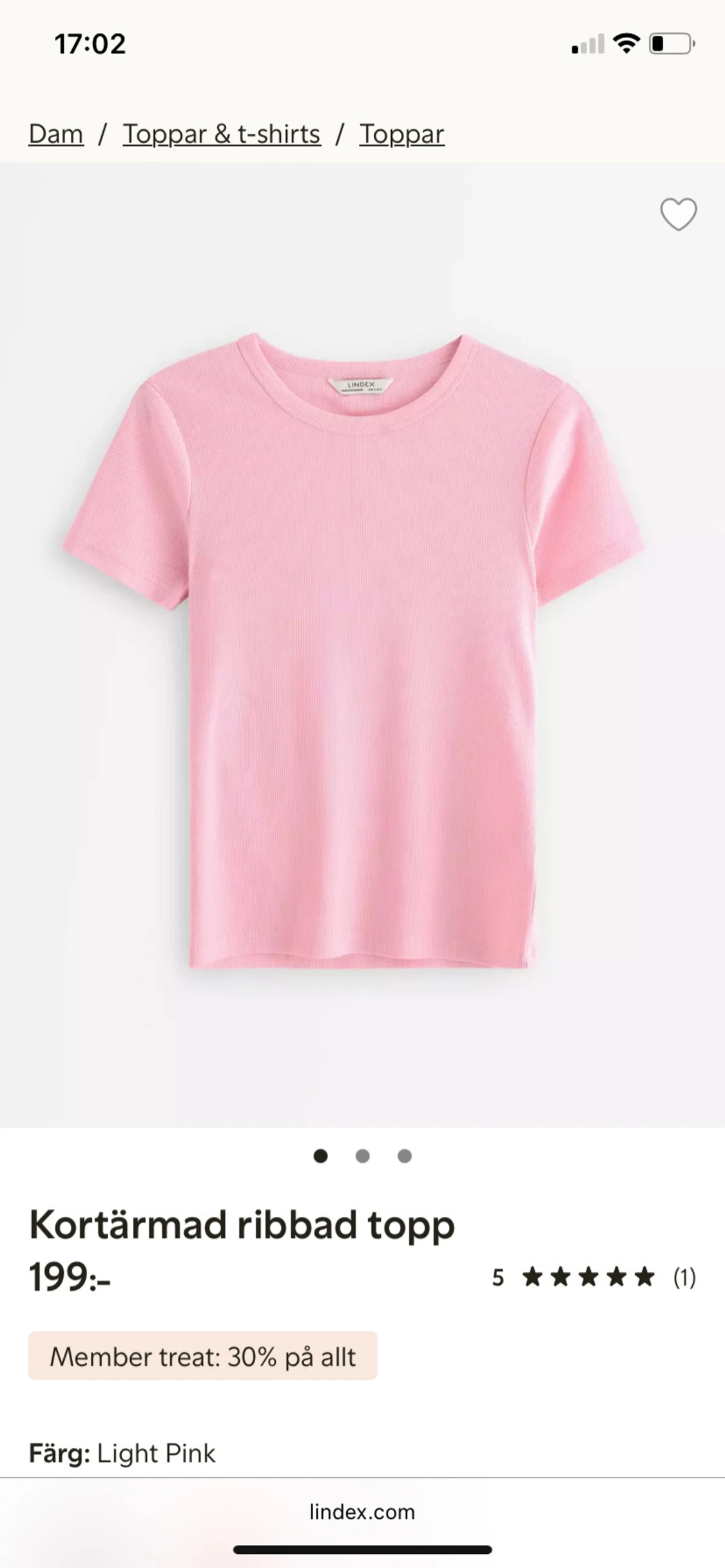 Rosa ribbad kortärmad topp 