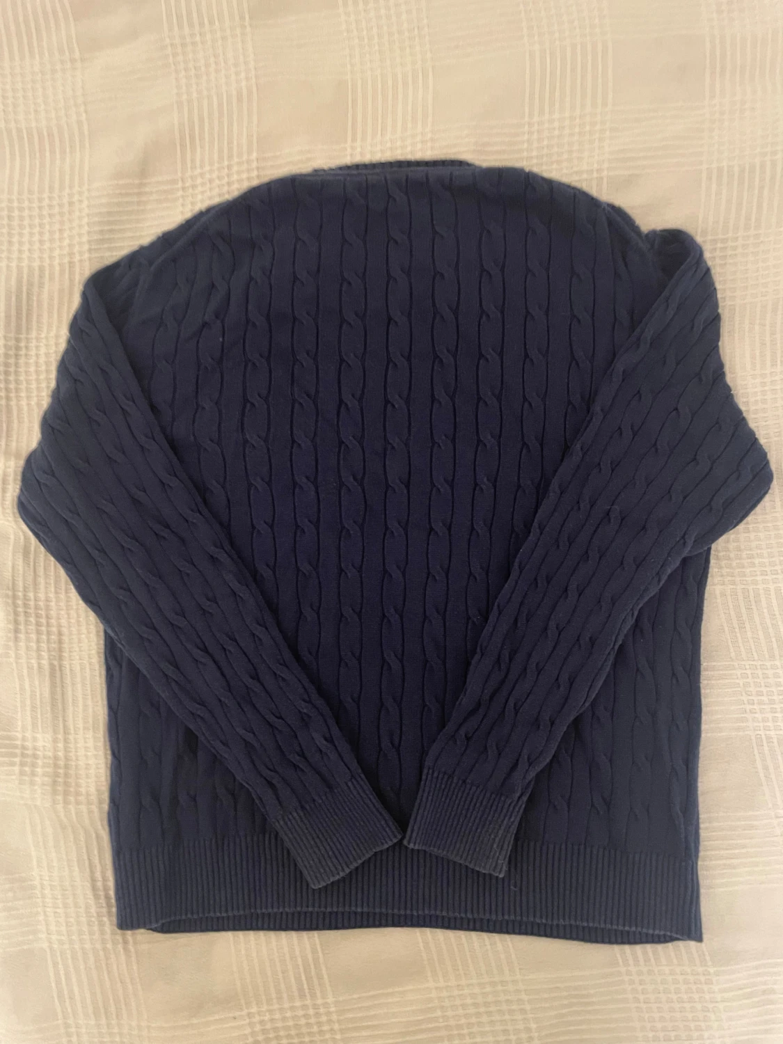 Marinblå kabelstickad tröja GANT - 1