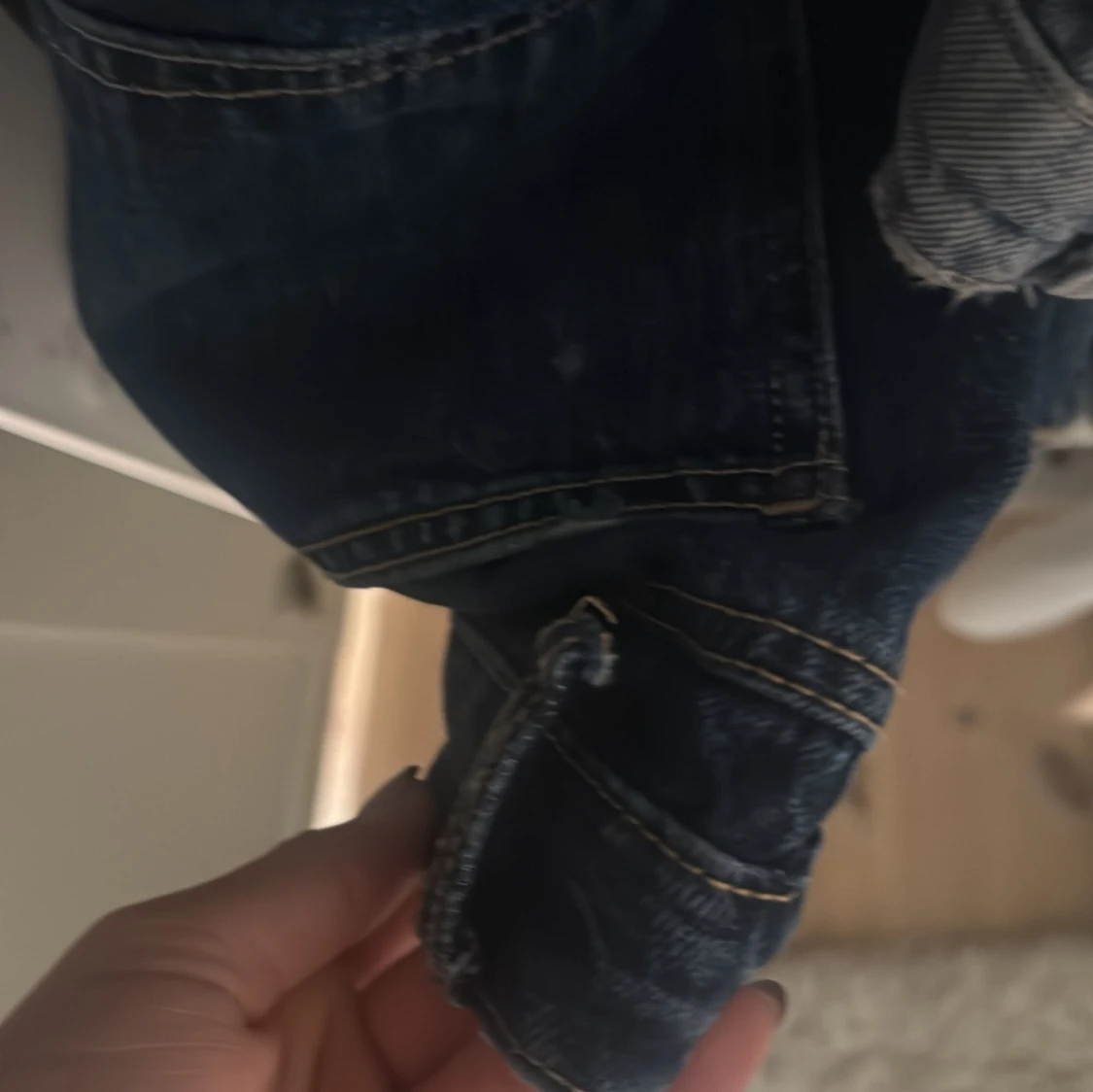 mörkblå jeans zara wide leg låg midja  - 3