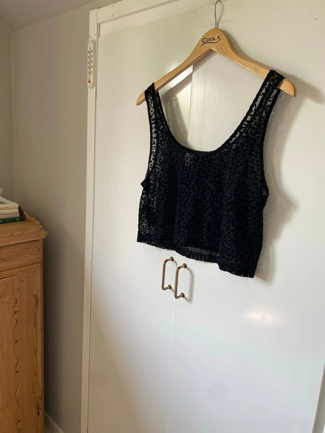 Svart mesh leopardmönstrad linnetopp - 2