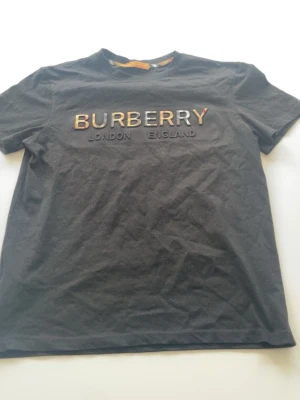 Svart Burberry t-shirt med logga - Svart t-shirt från Burberry med klassisk logga 'BURBERRY LONDON ENGLAND' broderad på bröstet. T-shirten har rund halsringning och korta ärmar. Snygg och stilren design som passar perfekt till jeans eller shorts. Den är äkta 