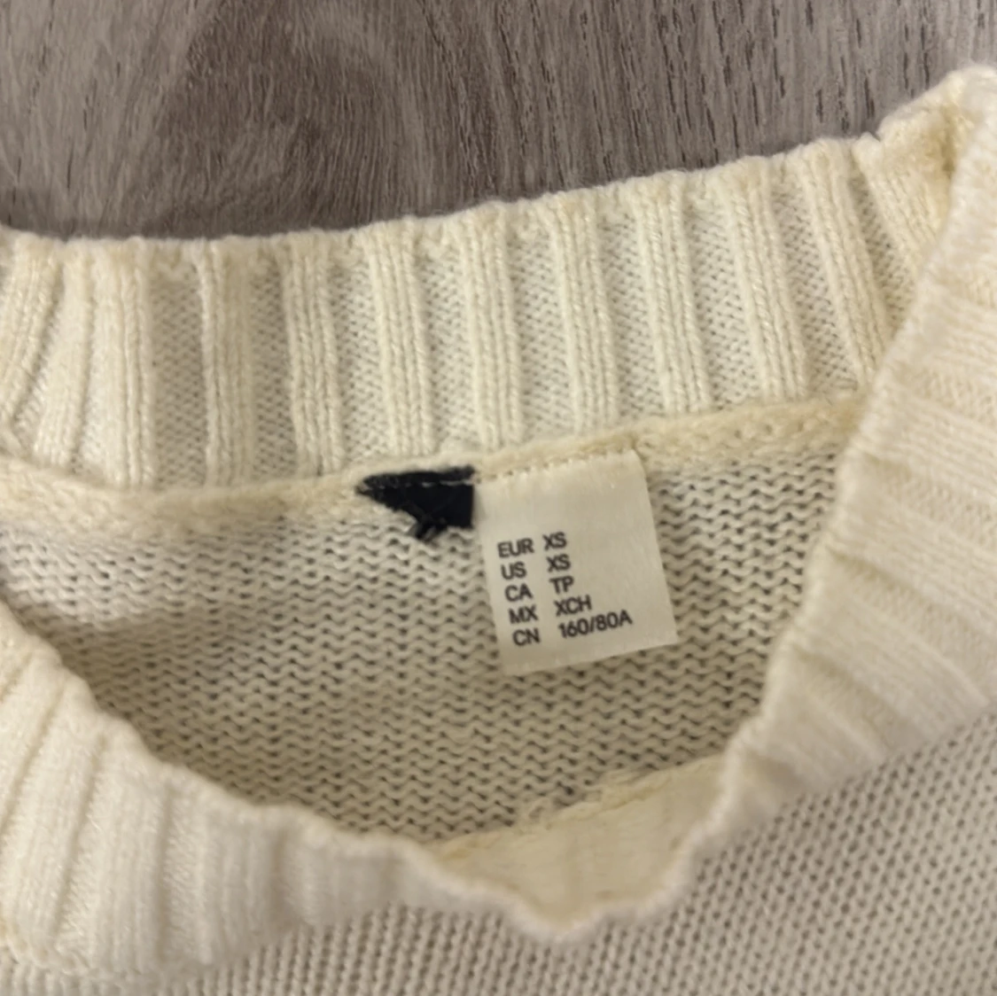 Vit croppad stickad tröja XS - 2