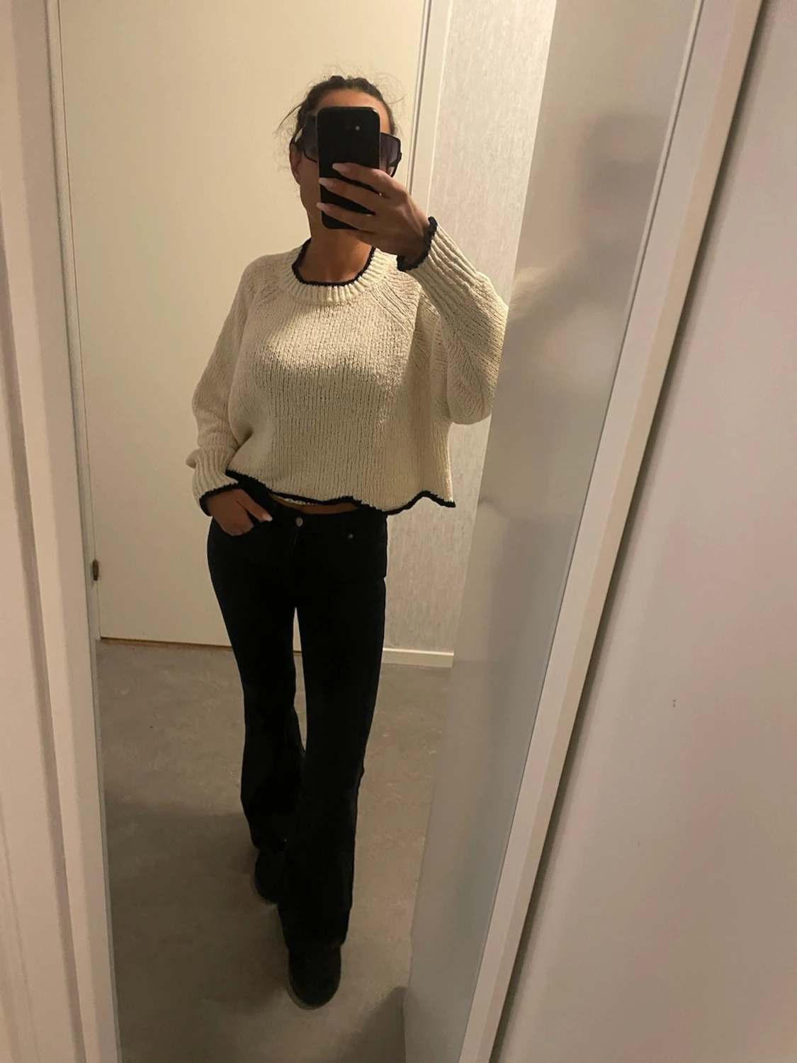 Croppad stickade tröja