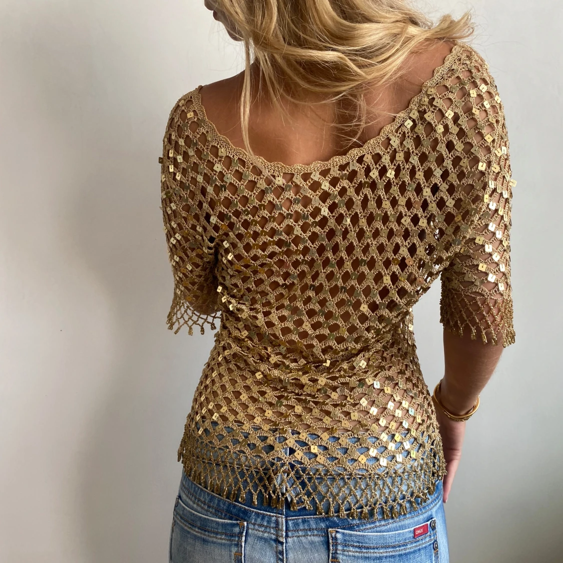 Galet snygg vintage paljettopp glaspärlor Ibiza vibes  - 1