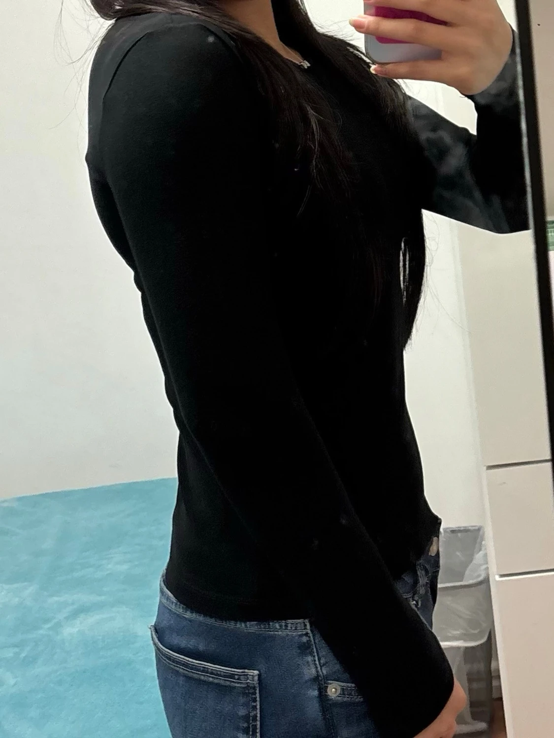 Svart långärmad topp i bomull - 1