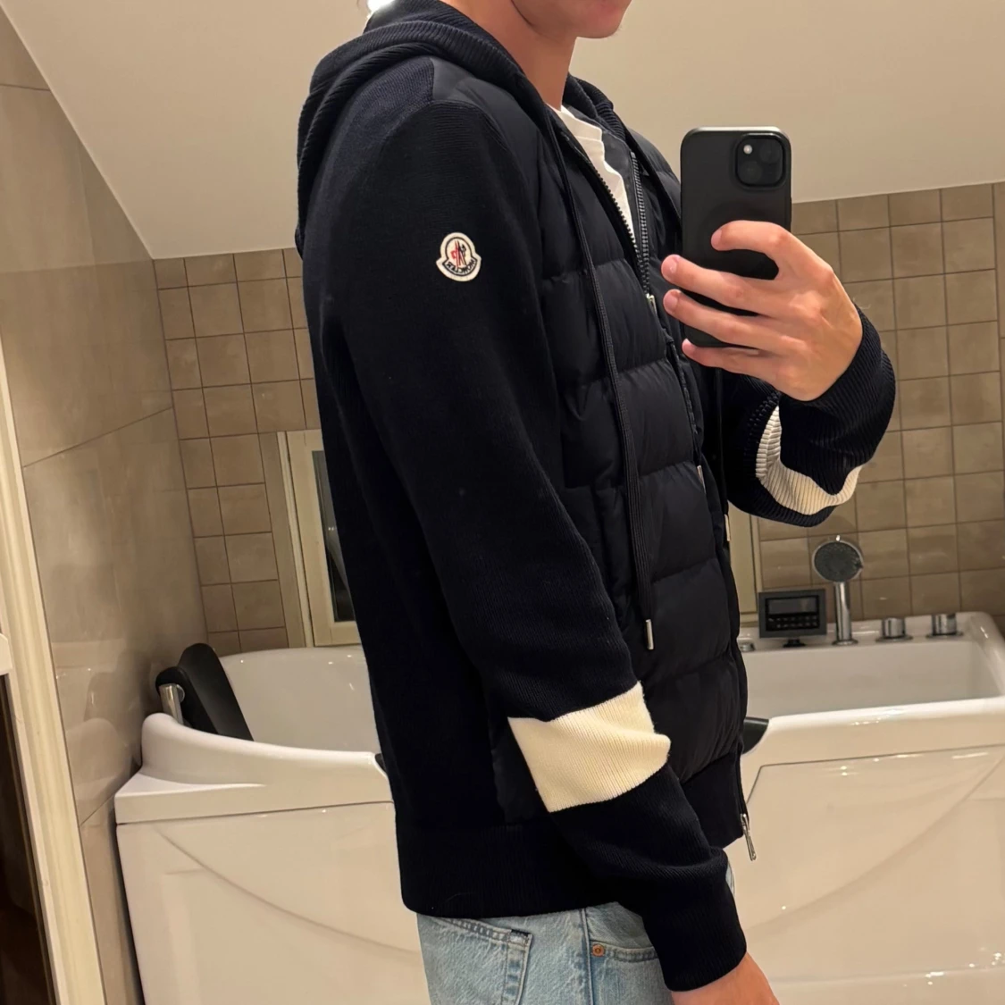 Moncler cardigan med stickade ärmar - 1