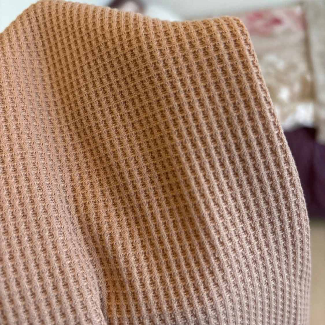 Beige ribbad långklänning - 3