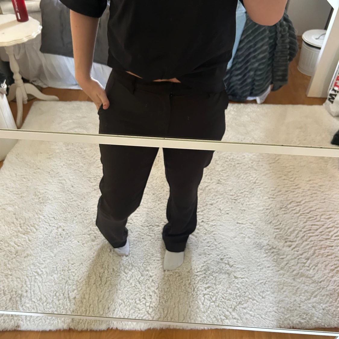 Svarta kostymbyxor med rak passform - 2