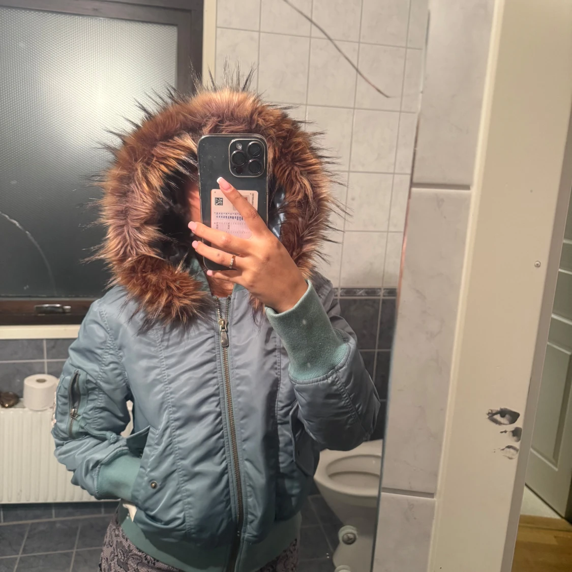 Blå bomberjacka Odd Molly med fuskpäls - 1