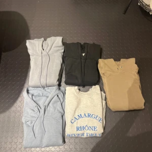 5 st hoodies/sweatshirts - Säljer 5 st hoodies/sweatshirts i olika färger, märken och modeller alla i ungefär storlek S i mycket bra skick! Skriv för enskilda bilder. Säljer även fler klädpaket!