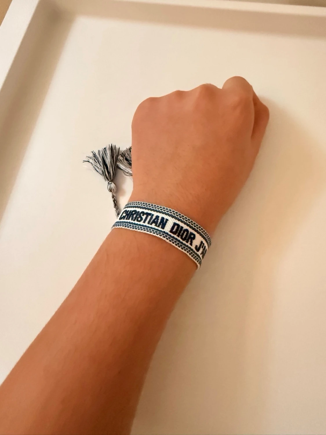 Christian Dior armband – mörkblå/vit, justerbart, nytt