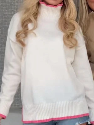 Vit polotröja med rosa detaljer - Meet me there x Filippa, storlek S/M