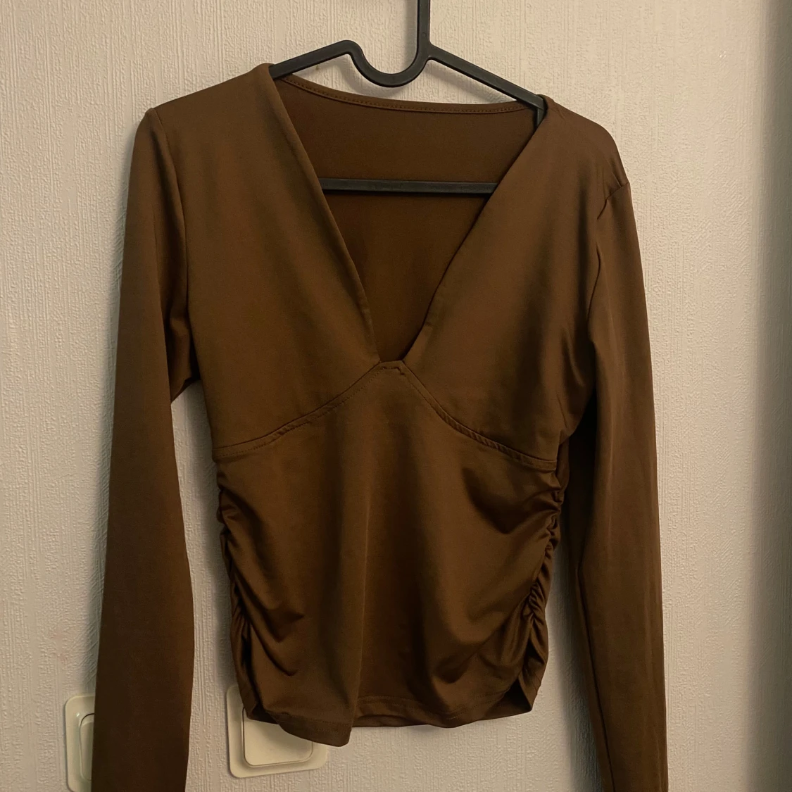 Brun croppad långärmad topp - 1