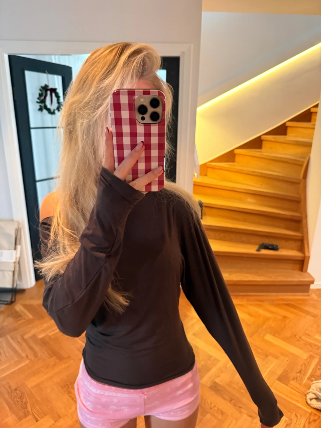 Brun offshoulder långärmad topp - 5